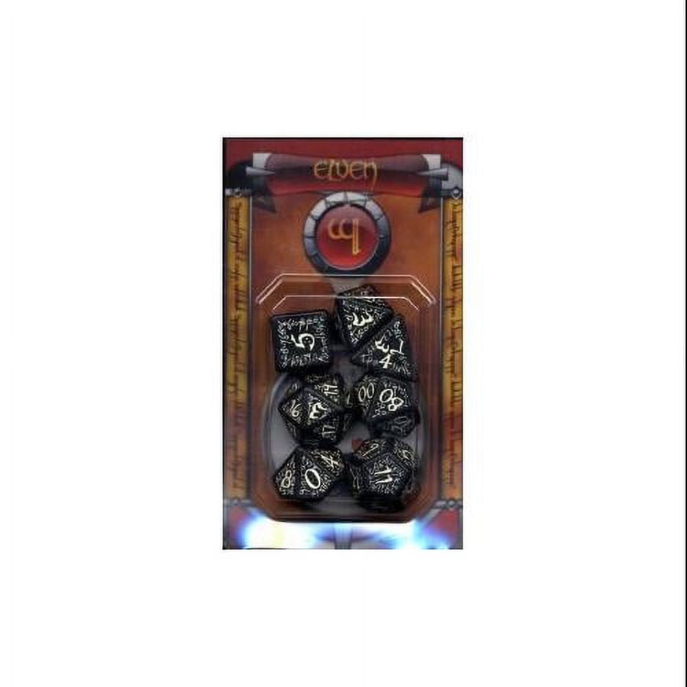 Q-Workshop Polyhedral 7-Die Set: GLOW IN DARK Carved Elvish Dice