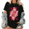 thumbnail image 1 of Q of Hearts Print T Shirt Graphic Tees Vintage Valentine Pattern Tops Cotton Short Sleeve Shirts Black S-5XL, 1 of 7