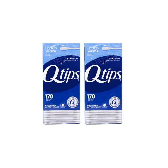 Q-tips Cotton Swabs, 100% Cotton, Durable Paper Stick, Multi-Purpose, 170 Count- Pack of 2