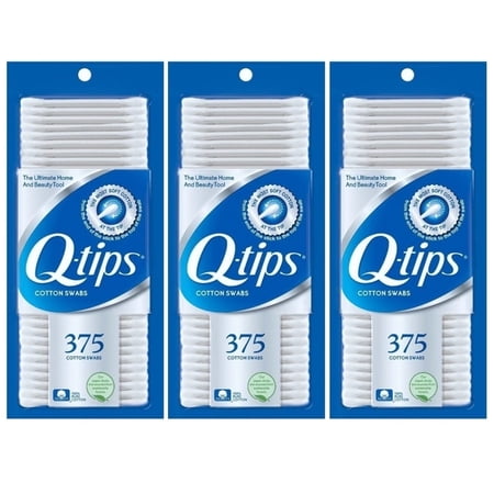 Q-tips Cotton Swabs For Beauty And First Aid And Baby Care 375 Each Pack Of 3