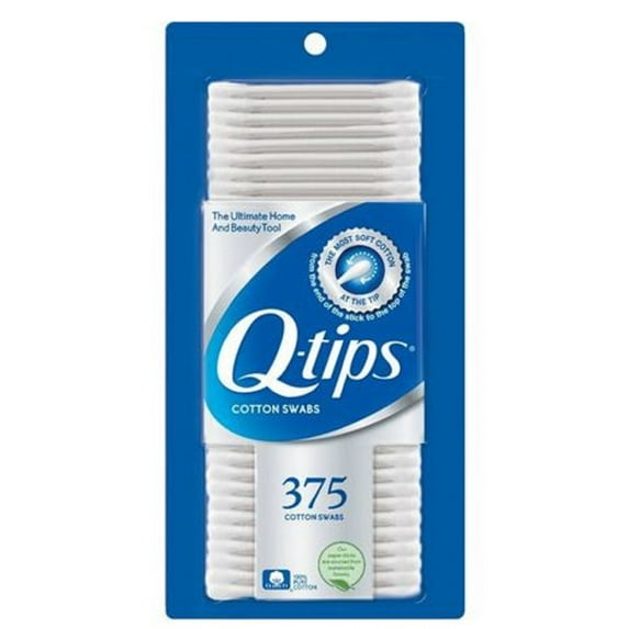 Q-tips Cotton Swabs Gently Flexible Stick & Soft Cotton, 375 ct, 4-Pack