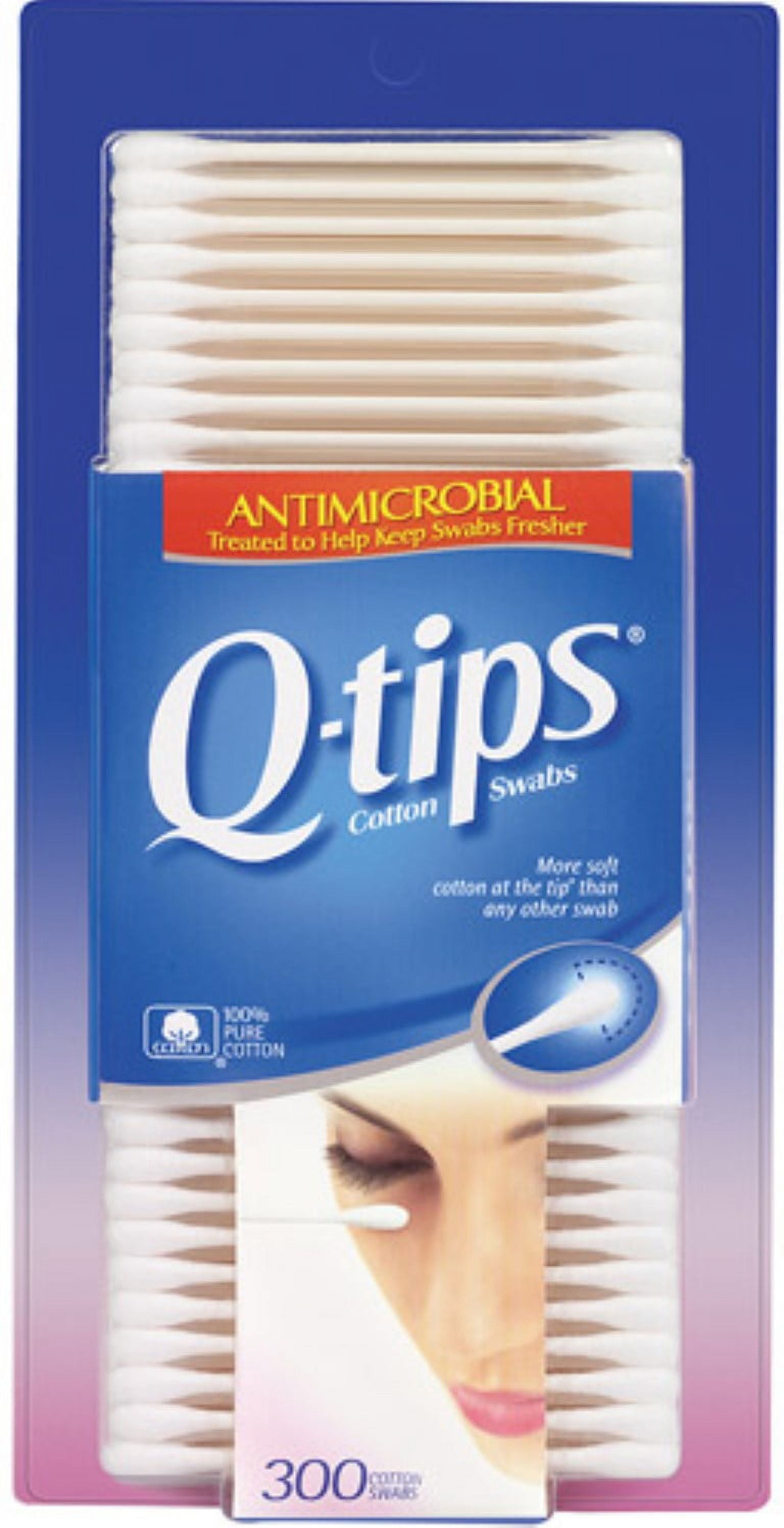 Q-tips Antimicrobial Cotton Swabs 300 Each (Pack of 3)