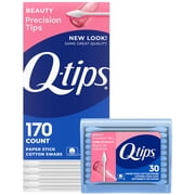 Q-tips Cotton Swabs, Precision Tips, 170 Count + 30 Count Travel-Size Pack  Household Essentials, Beauty & Personal Care