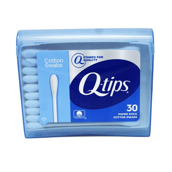 Q-tips Cotton Swabs - Travel Q-tips for Beauty, Makeup, Nails and More, Perfect for On the Go, 30 Count - 12 Pack