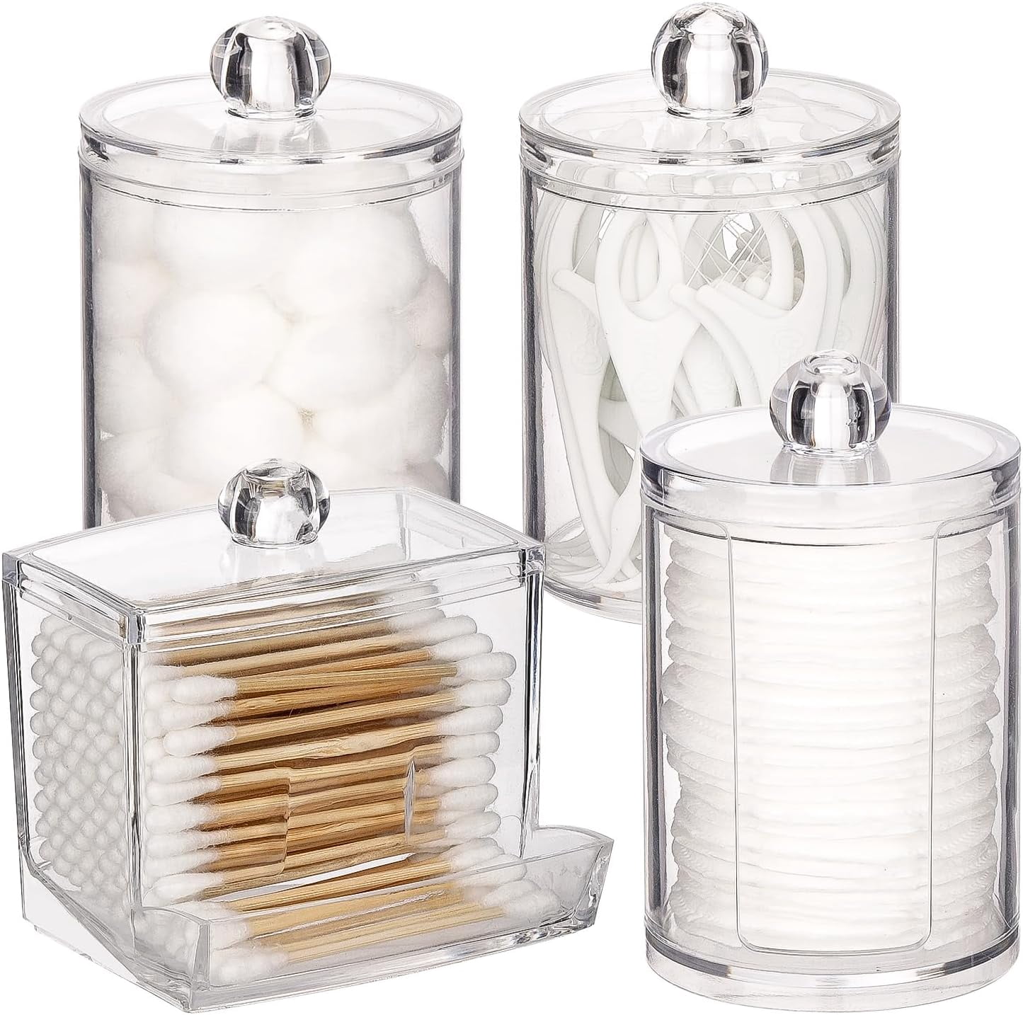 Q-tips Holder Dispenser, 10/7 oz Cotton Ball/Swabs Storage Containers ...