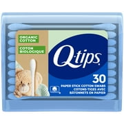 Q-tips Organic Cotton Swabs Travel Size Toiletries, for Baby, Beauty and First Aid, 30 Count