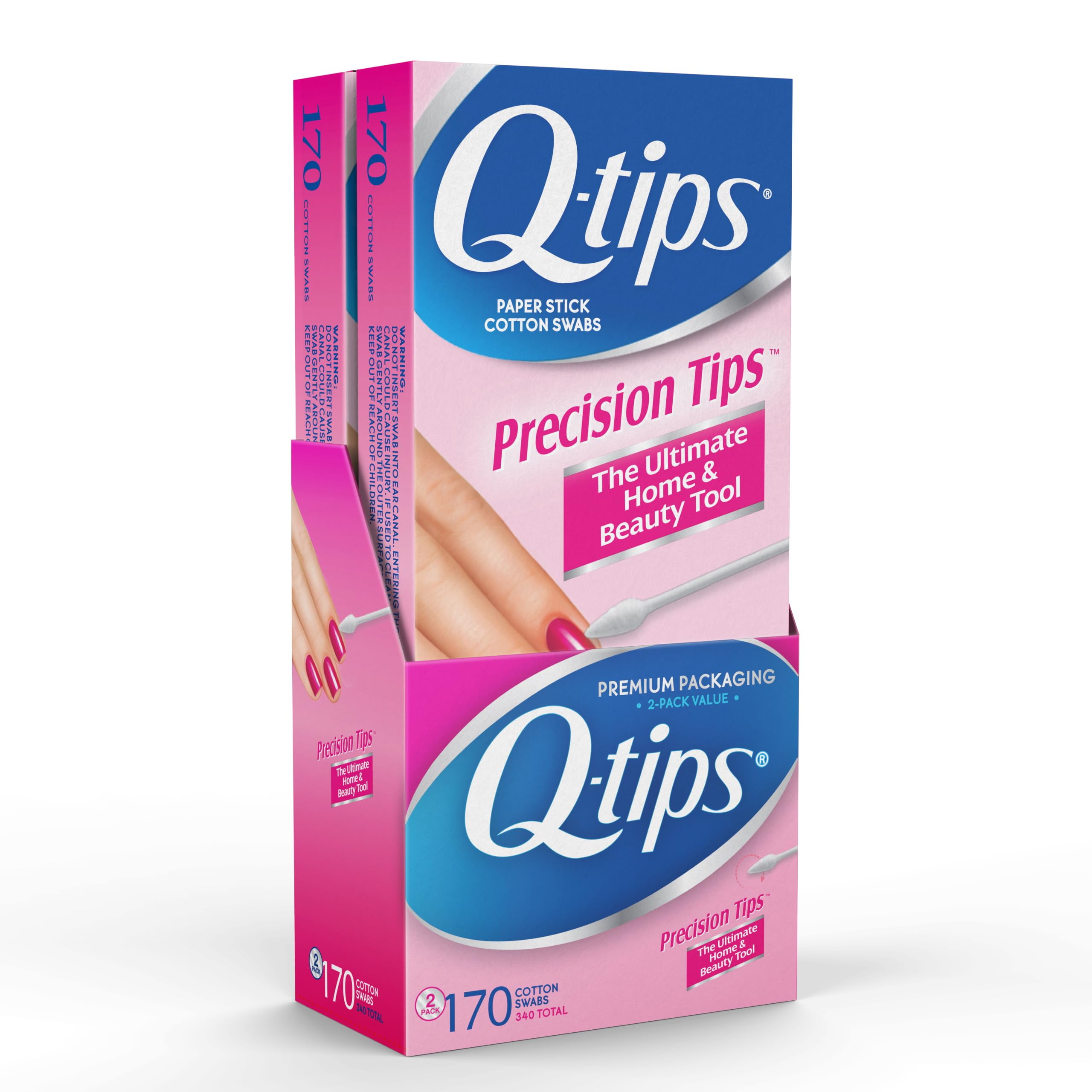 Q-tips Precision Tips Cotton TSF6Swabs 170 Count - Original Cotton Swabs with Soft Cotton Pointed Tips, Makeup Tools, Household Cleaning, Beauty Tools & Personal Care (Pack of 2)