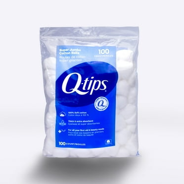 Q-tips Super Jumbo Cotton Balls for Beauty, First Aid and Baby Care, 100% Thick Cotton, 100 Count