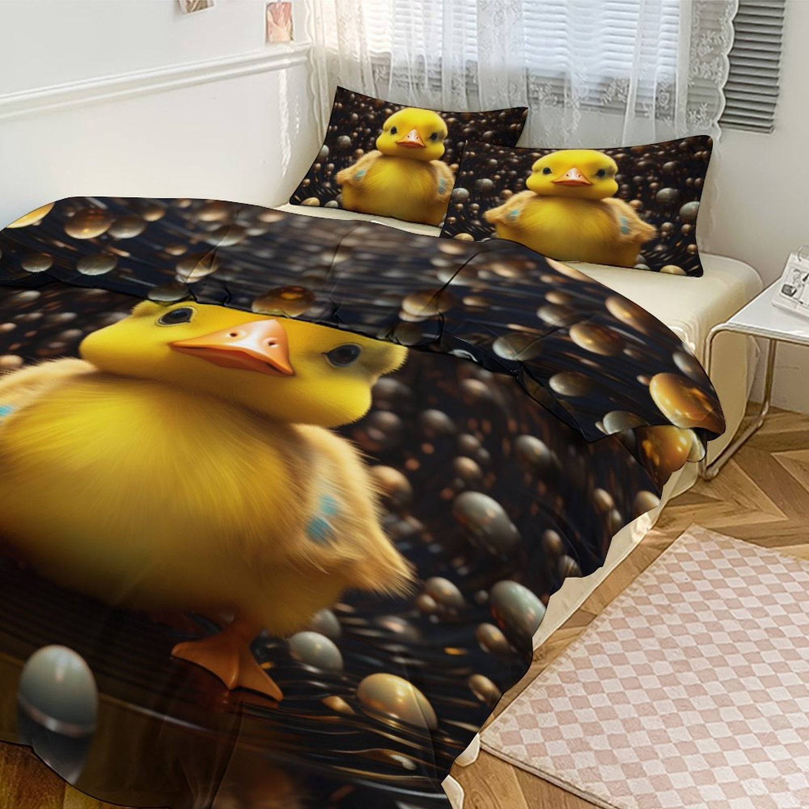 Q-version Funny Little Yellow Duck Bedding Set with Zipper Closure for ...