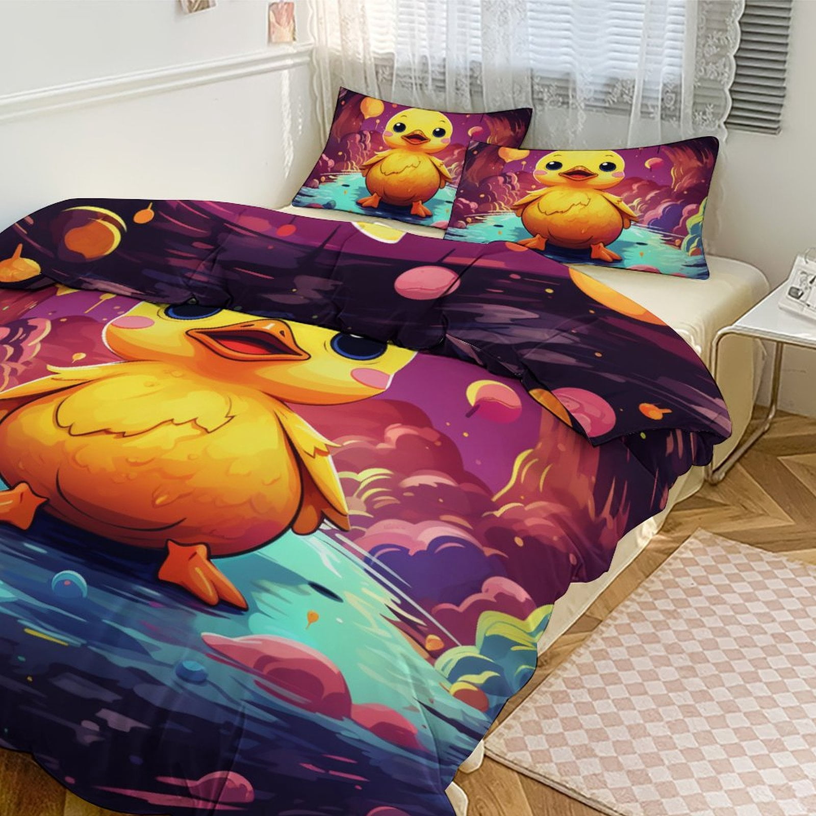 Q-version Funny Little Yellow Duck Bedding Set with Zipper Closure for ...