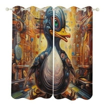 Q-version Funny Little Yellow Duck Blackout Curtains for Bedroom Curtains Insulated Room Darkening Window Drapes for Living Room
