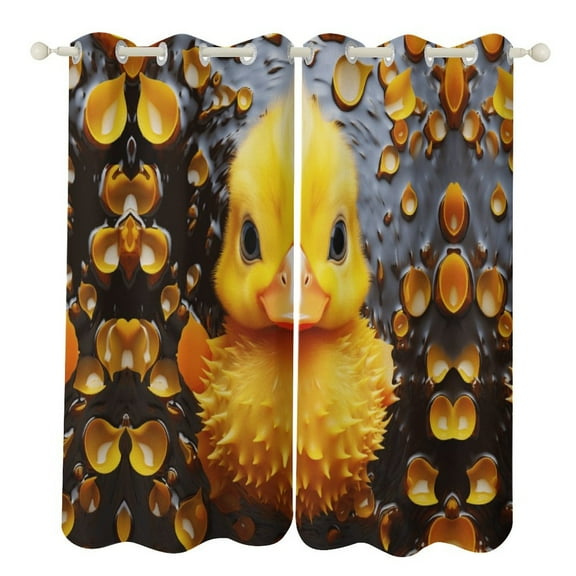 Q-version Funny Little Yellow Duck Modern Window for Living Room Curtains for Child Bedroom Kitchen Decor Blinds Drapes