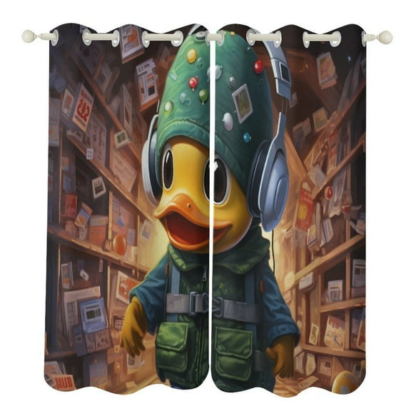Q-version Funny Little Yellow Duck Modern Window for Living Room Curtains for Child Bedroom Kitchen Decor Blinds Drapes