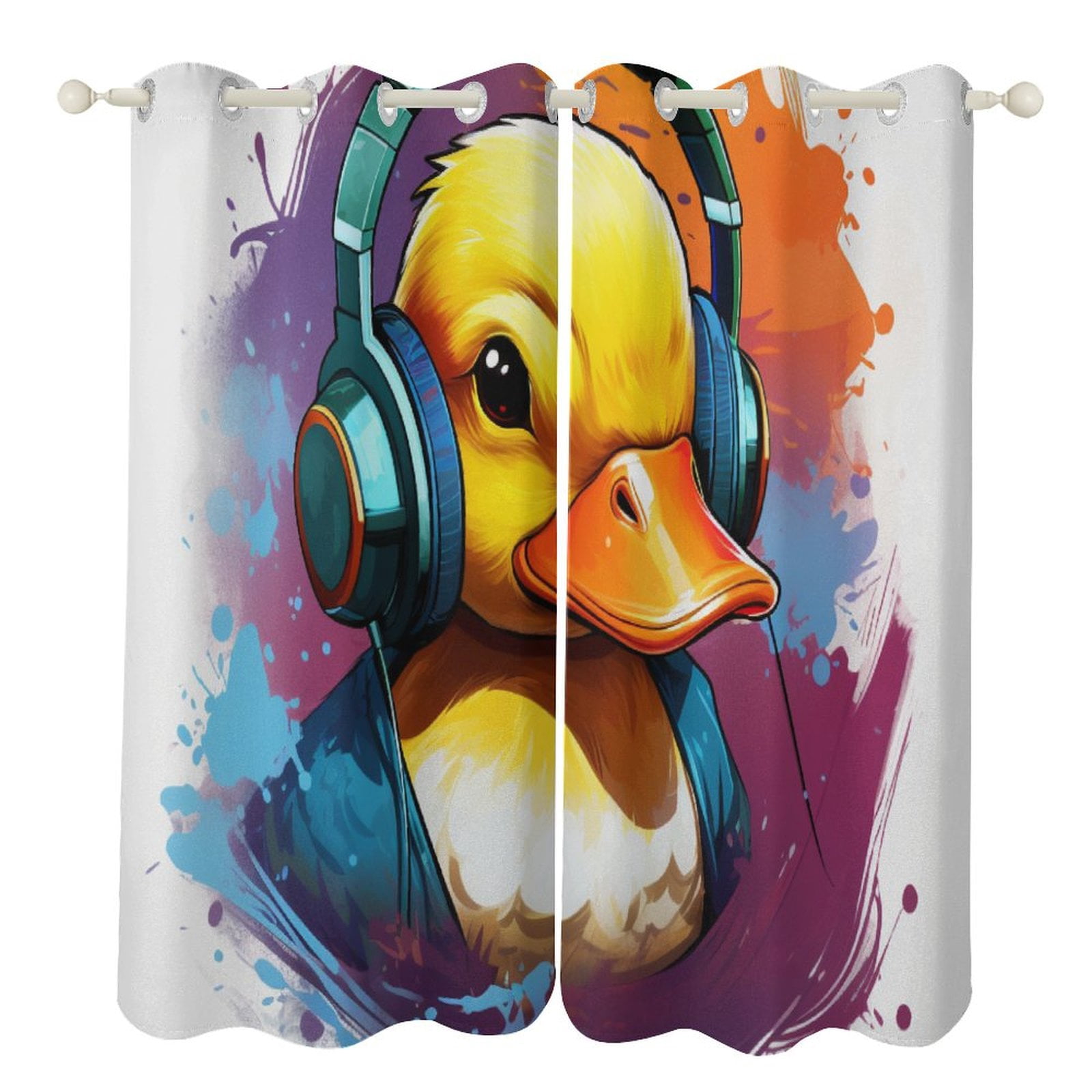 Q-version Funny Little Yellow Duck Window Curtain Panels Grommet ...