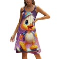 thumbnail image 1 of Q-version Funny Little Yellow Duck Women's Summer Dresses 2025 Beach Casual Sleeveless Floral Print Tank Loose Sundress, 1 of 8