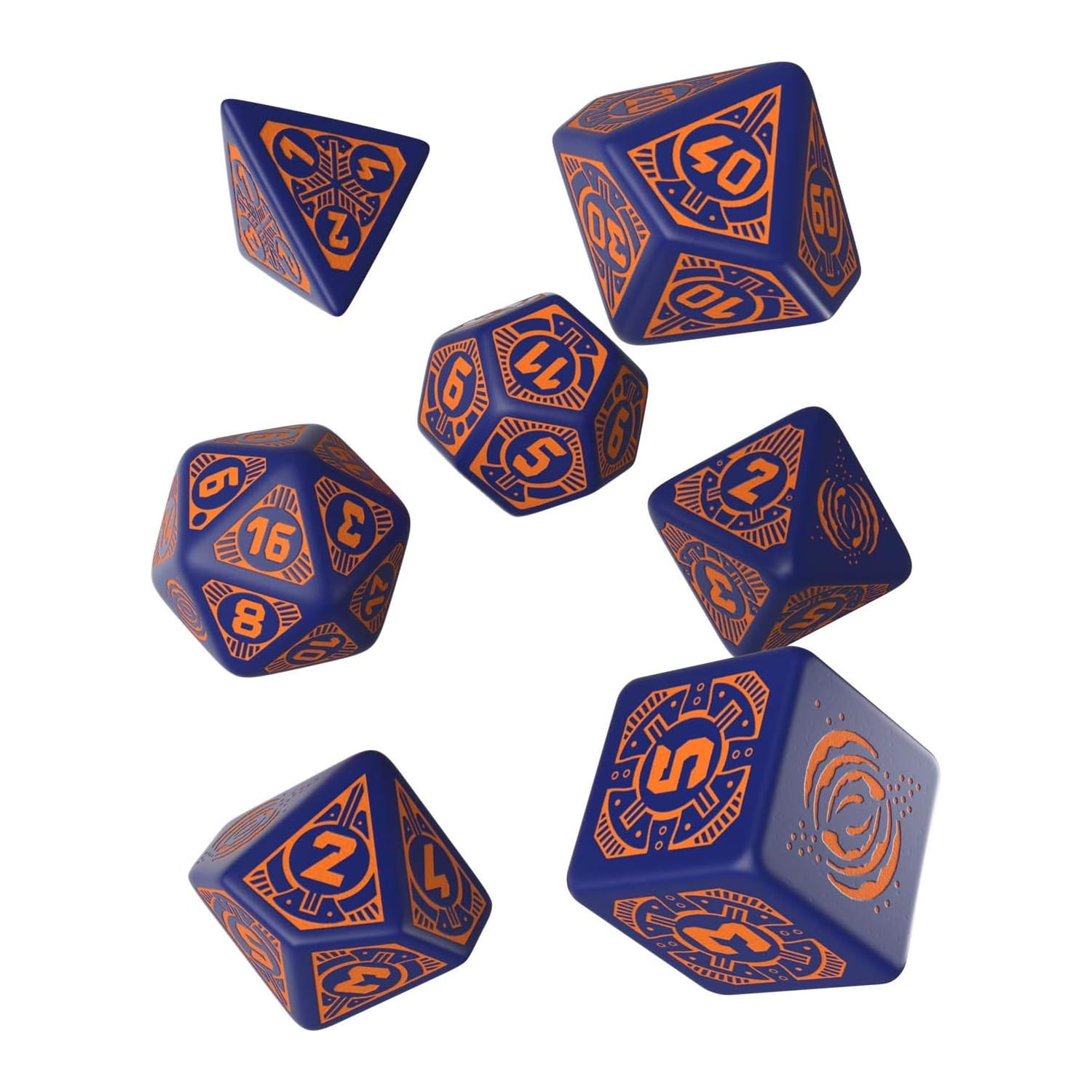 Q Workshop Classic Translucent Blue-Red Rpg Ornamented Dice Set 7