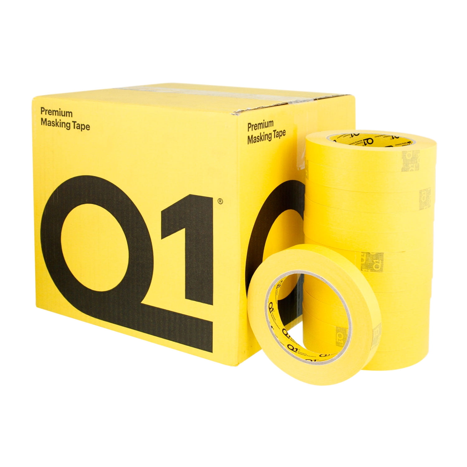 Q1 - 3/4 inch (18mm X 55m) High Performance Auto Yellow Masking Tape - 48 Rolls