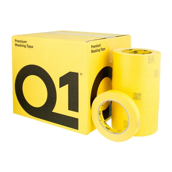 Q1 - 3/4 inch (18mm X 55m) High Performance Auto Yellow Masking Tape - 48 Rolls