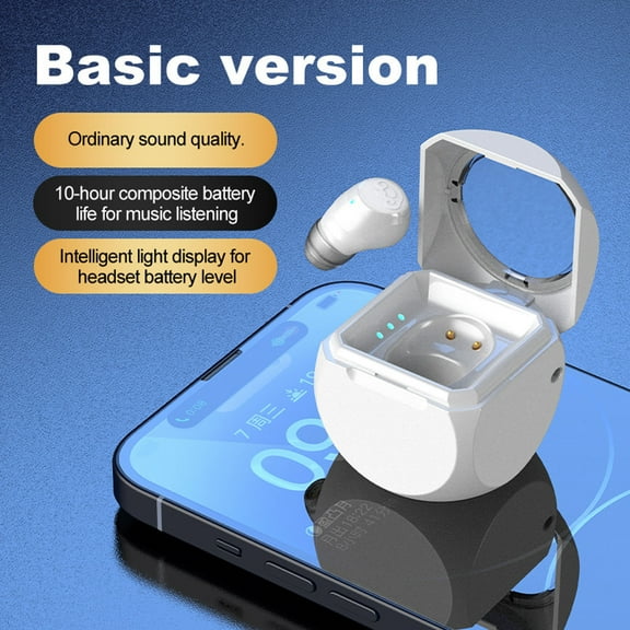 Q1 Bluetooth Headset Mini, Rvkxad One-Ear In-Ear Sports Business Bluetooth Earbuds, Power Display Compact Portable Clear Sound for Calls Music Workout, White