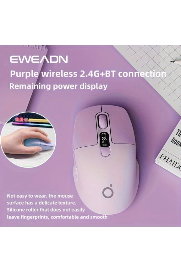 Q1 Mini Wireless Bluetooth Rechargeable Silent Mouse with Type-C Charging Port and Remaining Power Display, Suitable for Office Input Devices, E-sports Peripherals, Home Use, Compatible with Laptops