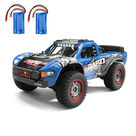 Q130A 1/16 Full Scale 4WD High Speed Car RC Monster All Terrain Off Road Vehicle RC Racing Car Carbon Brush Strong Magnet for Adults and Kids, Blue
