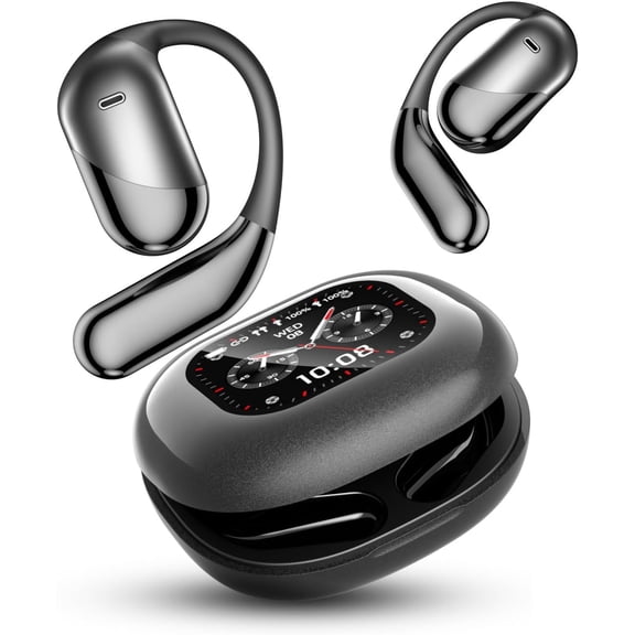 Q16 PRO Wireless Translation Earbuds with 70 Hour Bluetooth 5.4 Sports, Open wear, Wireless Bluetooth Smart Touch Screen, Ear Cup Earbuds with Ear Hooks, IPX5 Waterproof (Black)