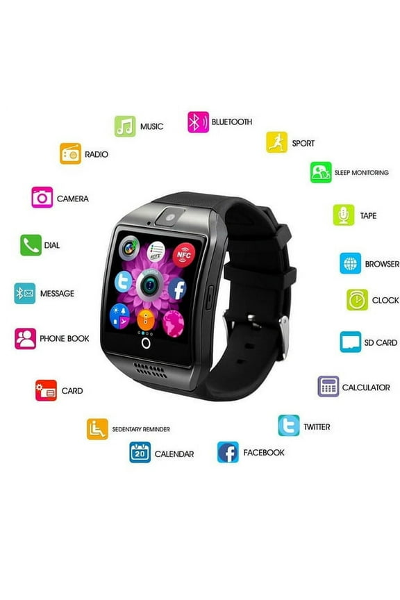 Q18 Smart Watch,Smartwatch for Android Phones,Smart Watches Touchscreen with Camera Bluetooth Watch Phone with SIM Card Slot Compatible Android Samsung iOS Phone for Men Women
