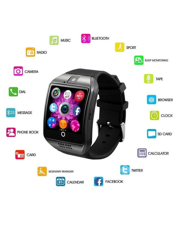 Q18 Smart Watch,Smartwatch for Android Phones,Smart Watches Touchscreen with Camera Bluetooth Watch Phone with SIM Card Slot Compatible Android Samsung iOS Phone for Men Women