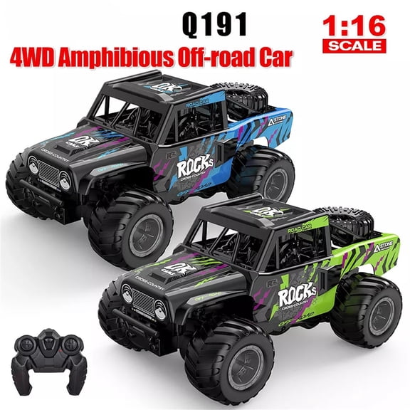 Q191 Remote Control Car 2.4G 360° Rotation Waterproof Remote Control Car Multi-terrain Off-road Climbing Car Vehicle Exploring Conquering Land And Water Green