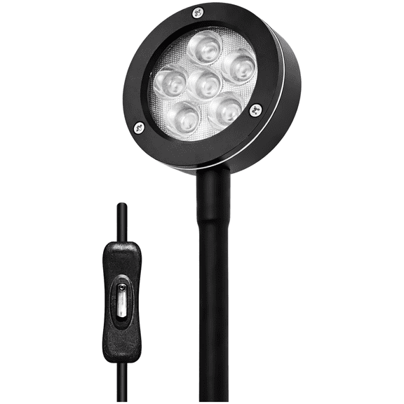 Q2-A 9W LED Aquarium Freshwater Light, Full Spectrum Fish Tank Lamp with 5 White 1 Blue Bulbs, Black Aluminum Alloy Head, 100-240V AC for 11.8-15.7 inch / 30-40 cm Aquatic Tanks