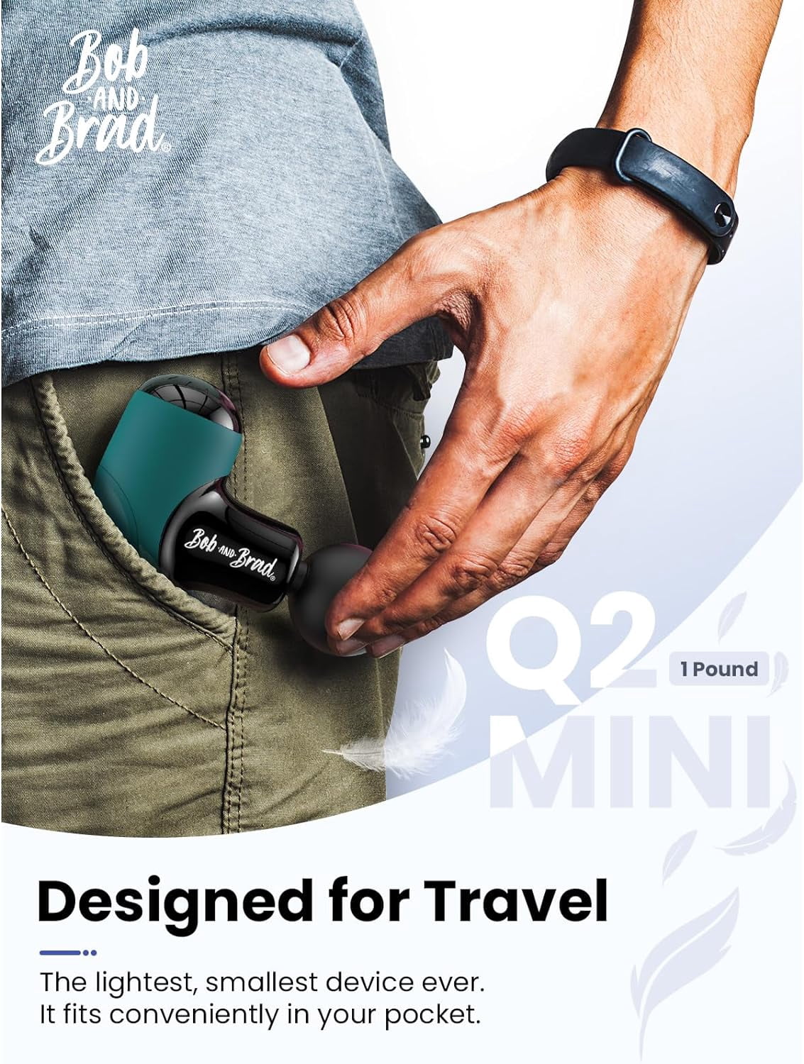 Q2 Mini Massage Gun, Pocket-Sized Deep Tissue Massager Gun, Portable Percussion Muscle Massager Gun, Ultra Small & Quiet Muscle Massage Gun with Carry Case -Green