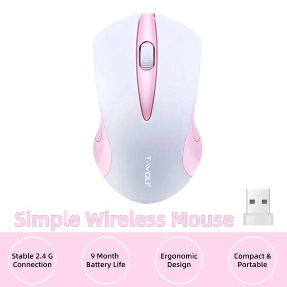Q2 White Minimalist Wireless Mouse – Aesthetic Design, 2.4G Stable Connection, Lightweight Portable Comfort Mouse, USB Plug & Play for Modern Desk Setup