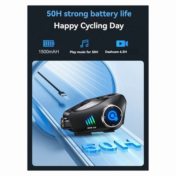 Q28-2X Helmet Headset with WIFI Bluetooth,HD 1080P Driving Recorder&Wireless Camera Call & Video Recording,A,1 * Helmet Bluetooth Dash Cam Headset,Black