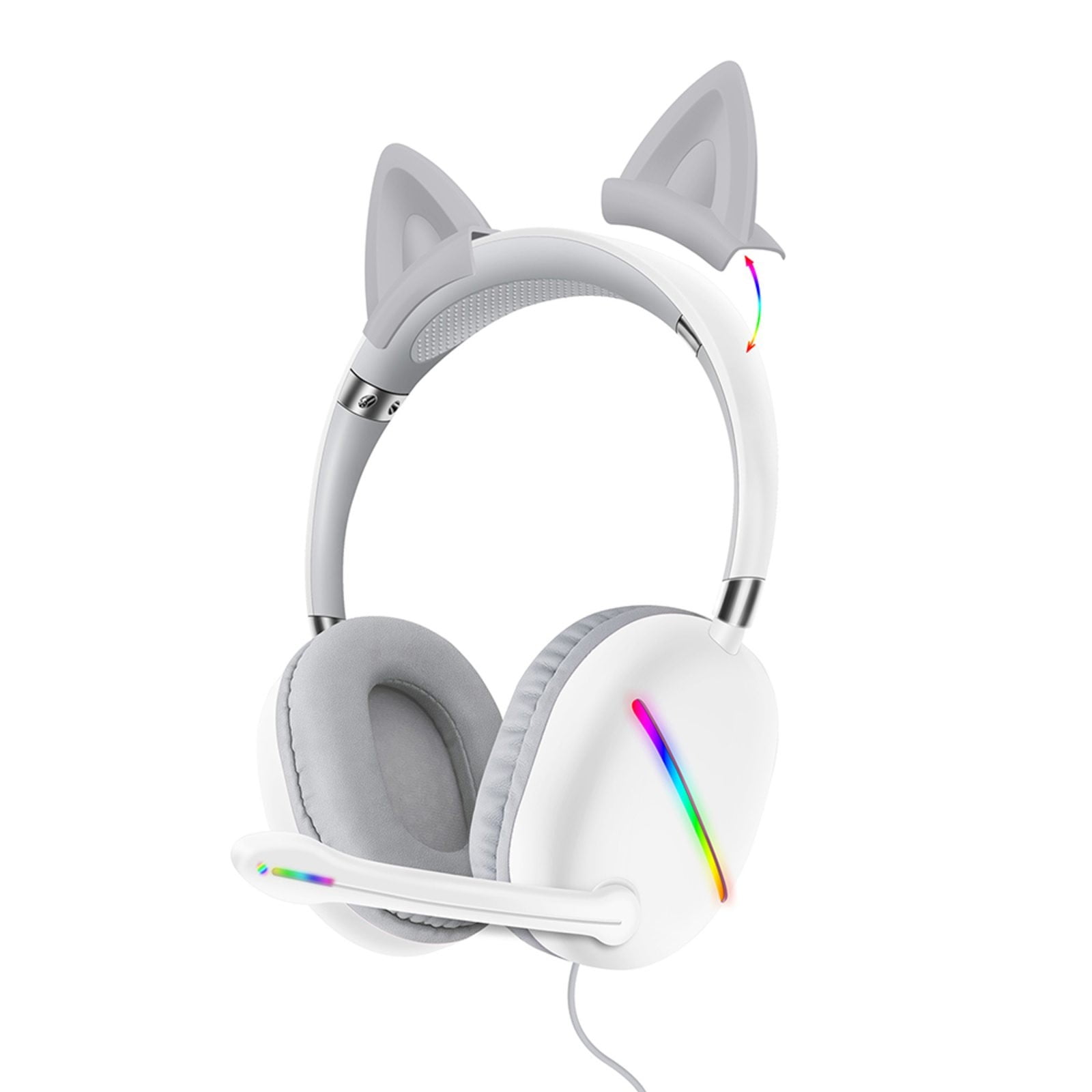 Q38 Cat Ear Headphones 7.1 Gaming Headset Wired With Microphone  Professional Gamer Surround Sound RGB Light Wireless Earbuds Wireless