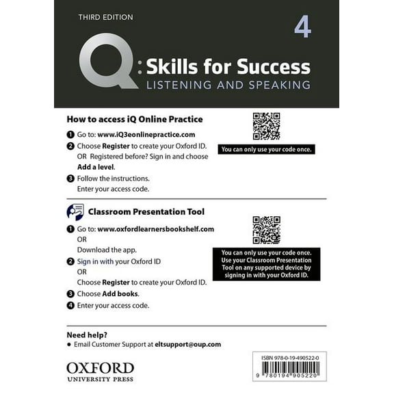 Q3e 4 Listening and Speaking IQ and Classroom Presentation Tool: Teacher Access Code Card Pack (Other)