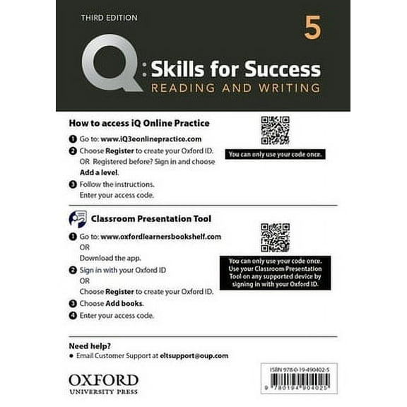 Q3e 5 Reading and Writing IQ and Classroom Presentation Tool: Teacher Access Code Card Pack