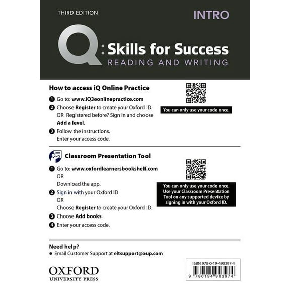 Q3e Intro Reading and Writing IQ and Classroom Presentation Tool: Teacher Access Code Card Pack, (Paperback)