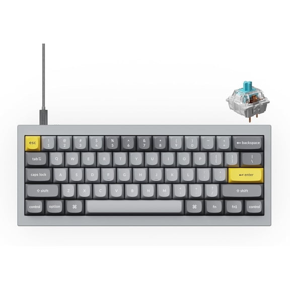 Q4 Wired Custom Mechanical Keyboard, 60% Layout QMK/VIA Programmable Macro with Hot-swappable Gateron G Pro Blue Double Gasket Compatible with Windows Linux (Gray)