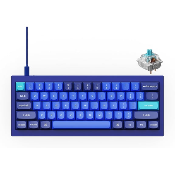 Q4 Wired Custom Mechanical Keyboard, 60% Layout QMK/VIA Programmable Macro with Hot-swappable Gateron G Pro Blue Double Gasket Compatible with Windows Linux(Navy Blue)