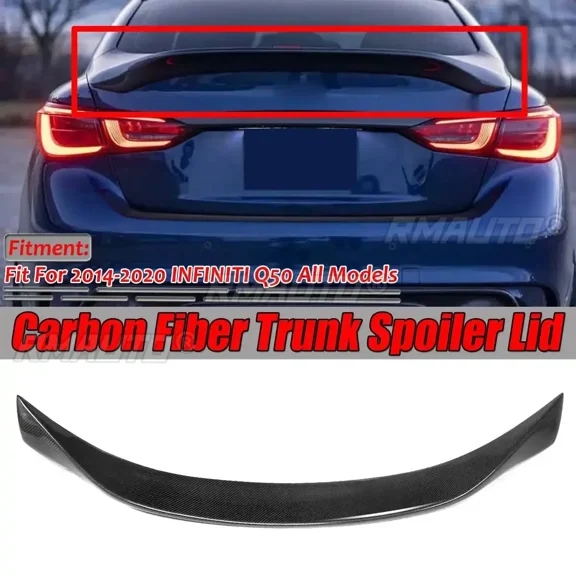 Q50 Car Rear Wing Real Carbon Fiber Car Rear Trunk Wing Lid Big Extension For INFINITI Q50 2014-2019 Highkick Duckbill Body Kit