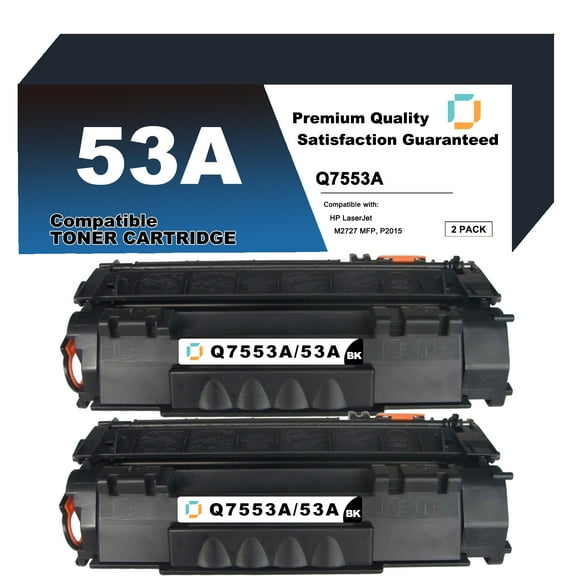 Q7553A Toner Cartridge Replacement Compatible for HP 53A 2 Pack to use with LaserJet M2727 MFP, M2727nf MFP, M2727nfs MFP, P2015, P2015d, P2015dn, P2015x Printer