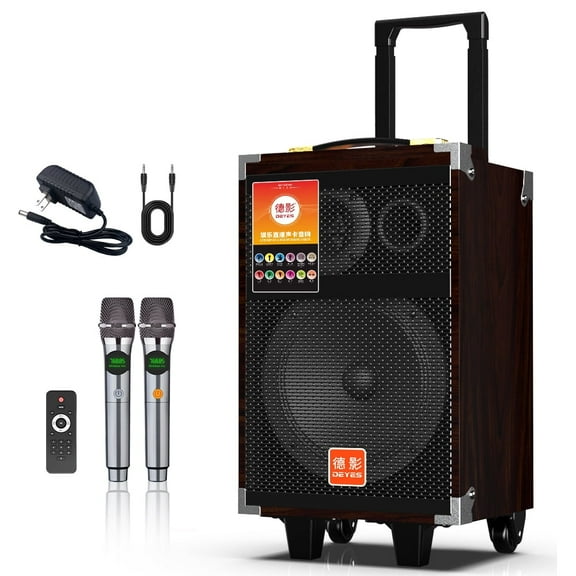 Deyes-Q8Professional Karaoke Party Speaker Pull Rod Shock Large Body 8-inch High-power Multi-functional Portable Outdoor Speaker