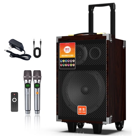 Deyes-Q8Professional Karaoke Party Speaker Pull Rod Shock Large Body 8-inch High-power Multi-functional Portable Outdoor Speaker