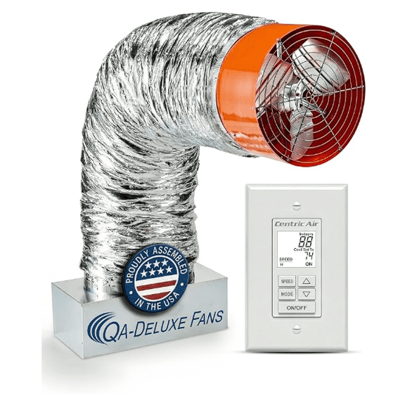 QA-Deluxe 4800 ECM Energy Efficient Whole House Fan | Low Voltage Plug & Play, 3-Speed Wall Switch with Temp & Timer | Removable Grill 10-Year Warranty Up to 2800 sq ft (2-Story)&1900 sqft 1-Story