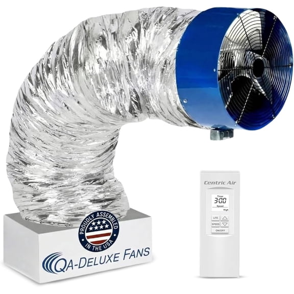 QA-Deluxe 6500 Whole House Fan | Energy Efficient | Plug & Play, 2 Speed Remote with Temp & Timer | R-5 Insulated Damper | 10-Year Warranty | Made in the USA | 6500 CFM for Large Homes