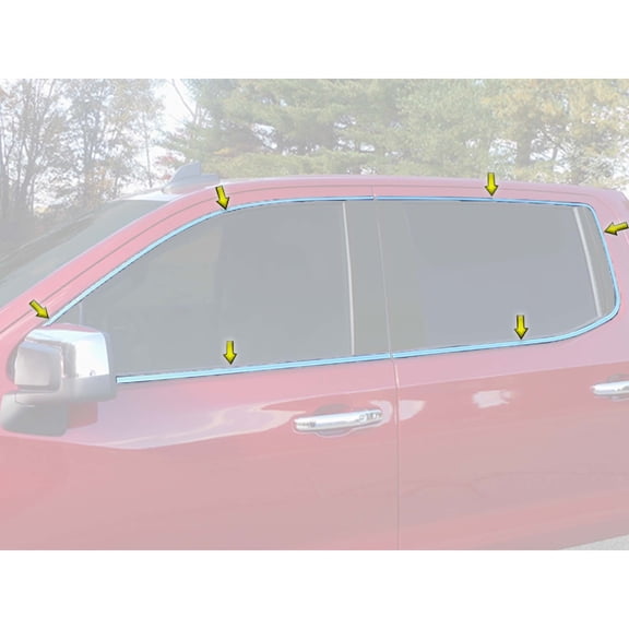 QAA 8 Piece Stainless Steel Pillar Post Trim for Chevy Silverado, Chrome