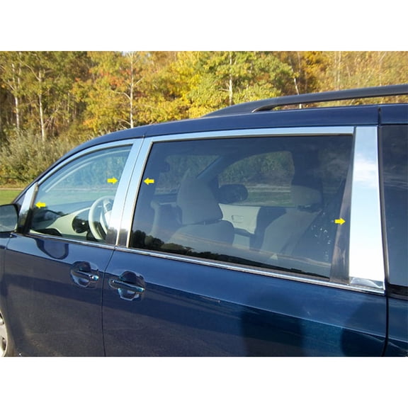 QAA 8 Piece Stainless Steel Pillar Post Trim for Toyota Sienna, Chrome