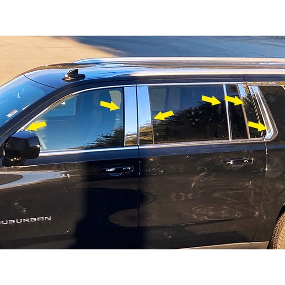 QAA Polished Pillar Post Trim 12 Pc Fits 2021 Suburban 4 Dr