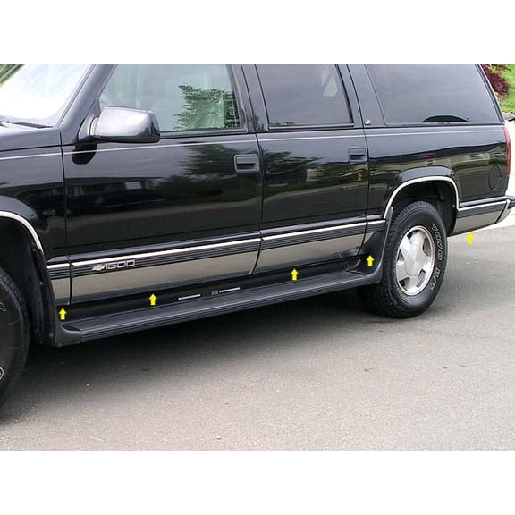 QAA Polished Rocker Panel Trim Full Kit 4 Pc Fits 2021 Suburban Shear Top