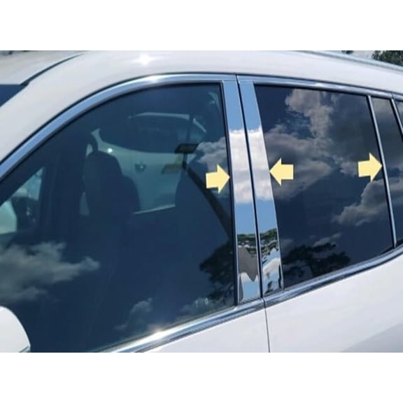 QAA part PP64426 is a 6 piece Stainless Steel Pillar Post Trim that is compatible with GMC Acadia & Chevrolet Traverse 2024-2025, 4-door, SUV